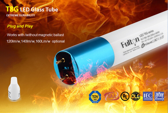 130lm/w SMD2835  LED T8 Glass Tube Light, SAA TUV Certificate for commercial lighting